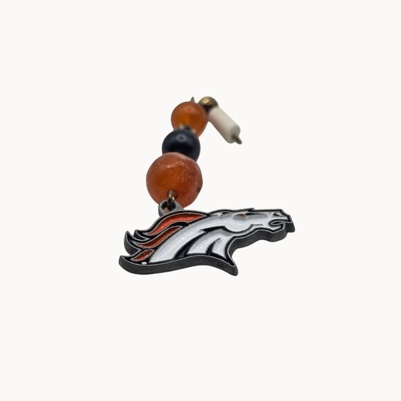 Denver Broncos Football Dangle Drop Team Sports Horse Logo Charm Beaded Earrings - Picture 3 of 6